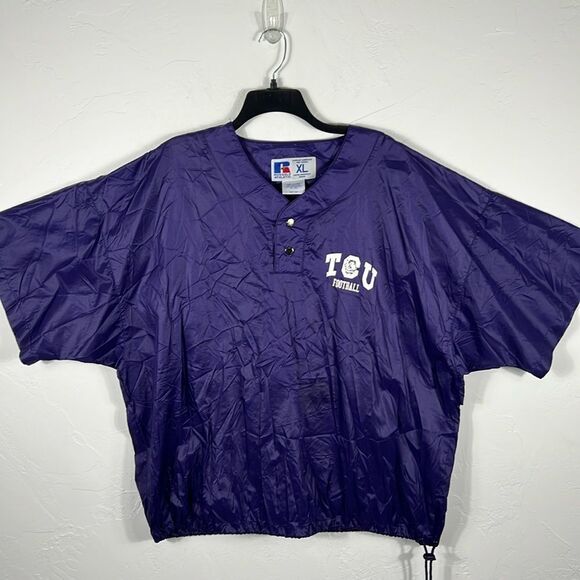 🏈Vintage TCU Horned Frogs Football Pullover SS Nylon Pullover Windbreaker Jacke - Picture 1 of 13